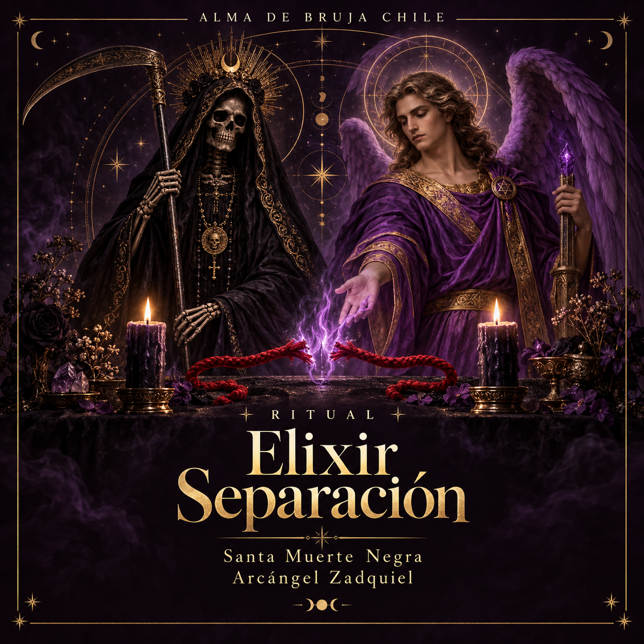 Elixir Separación — Ritual con Santa Muerte Negra y Arcángel Zadquiel